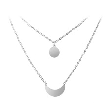 Minimalist Sliver Mood And Sun Stainless Steel Charm Multilayer Necklace Women